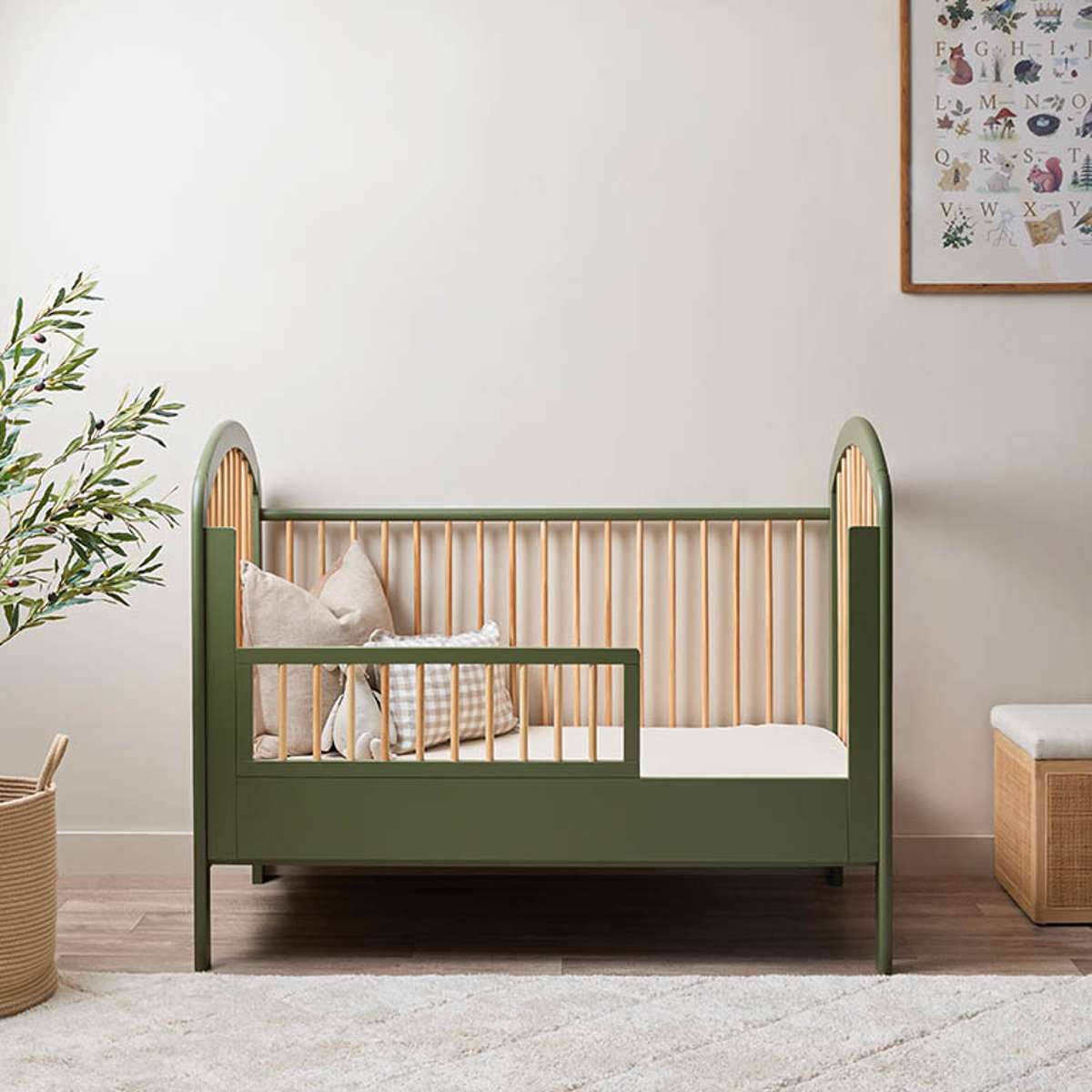 Archie Cot Toddler Bed Half Frame - Moss/Natural