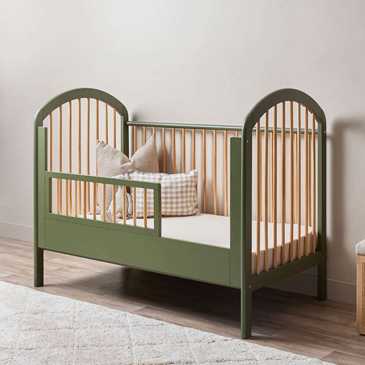 Archie Cot Toddler Bed Half Frame - Moss/Natural