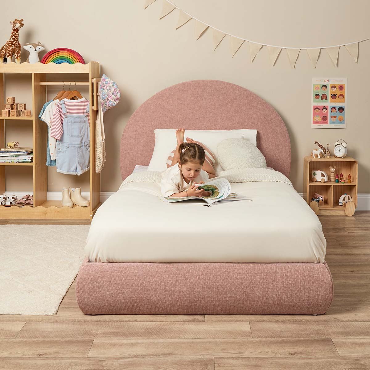Arlo Arched King Single Bed - Dusty Pink