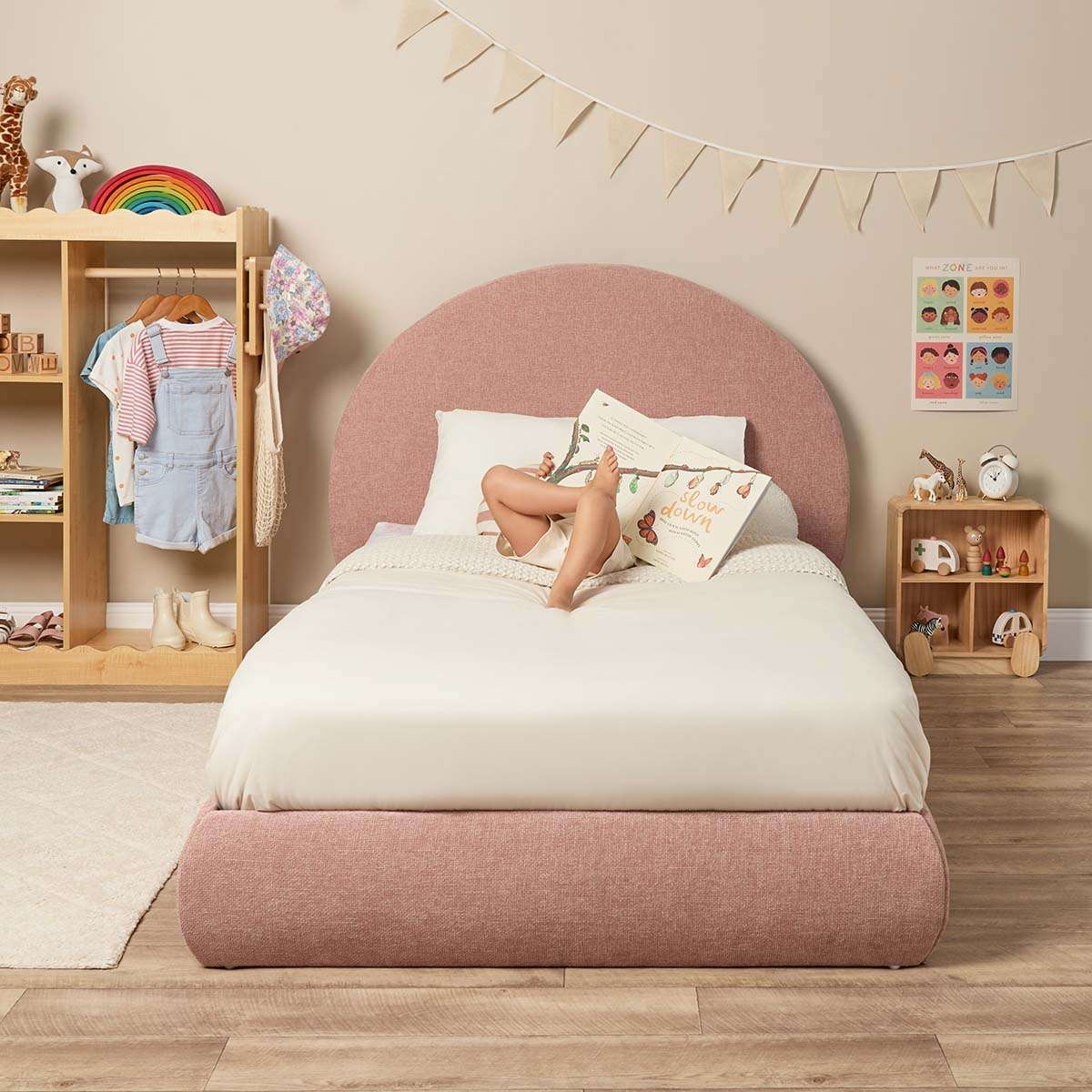 Arlo Arched King Single Bed - Dusty Pink