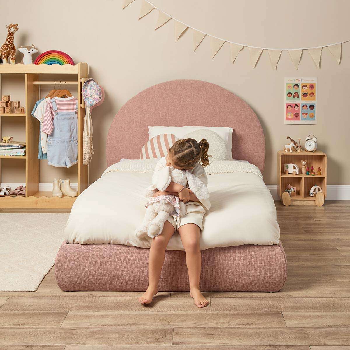 Arlo Arched King Single Bed - Dusty Pink