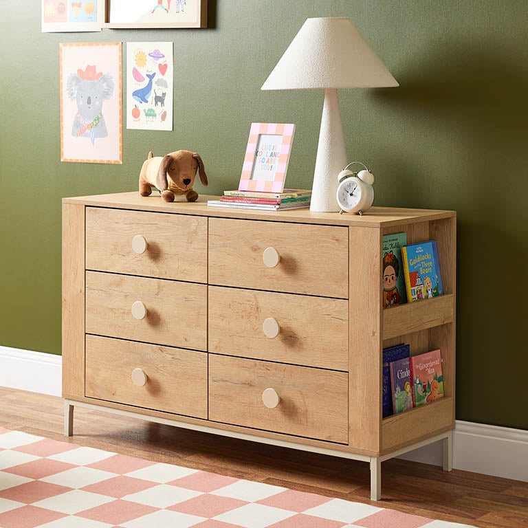 Spotty Six Drawers With Storage - Cream