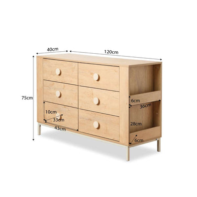 Spotty Six Drawers With Storage - Cream