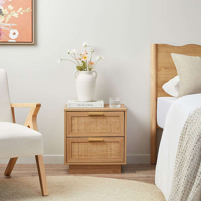 Noosa Rattan Bedside Table - Natural