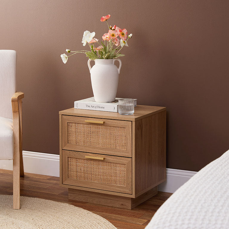 Noosa Rattan Bedside Table - Natural