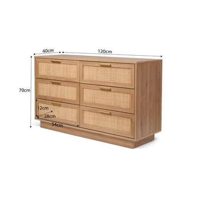 Noosa Rattan Six Drawer - Natural