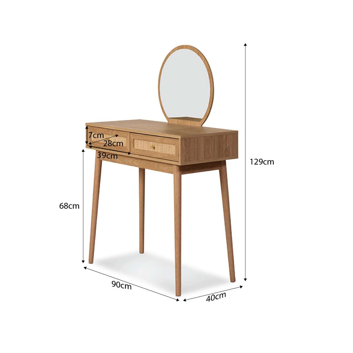 Noosa Rattan Make-Up Table - Natural