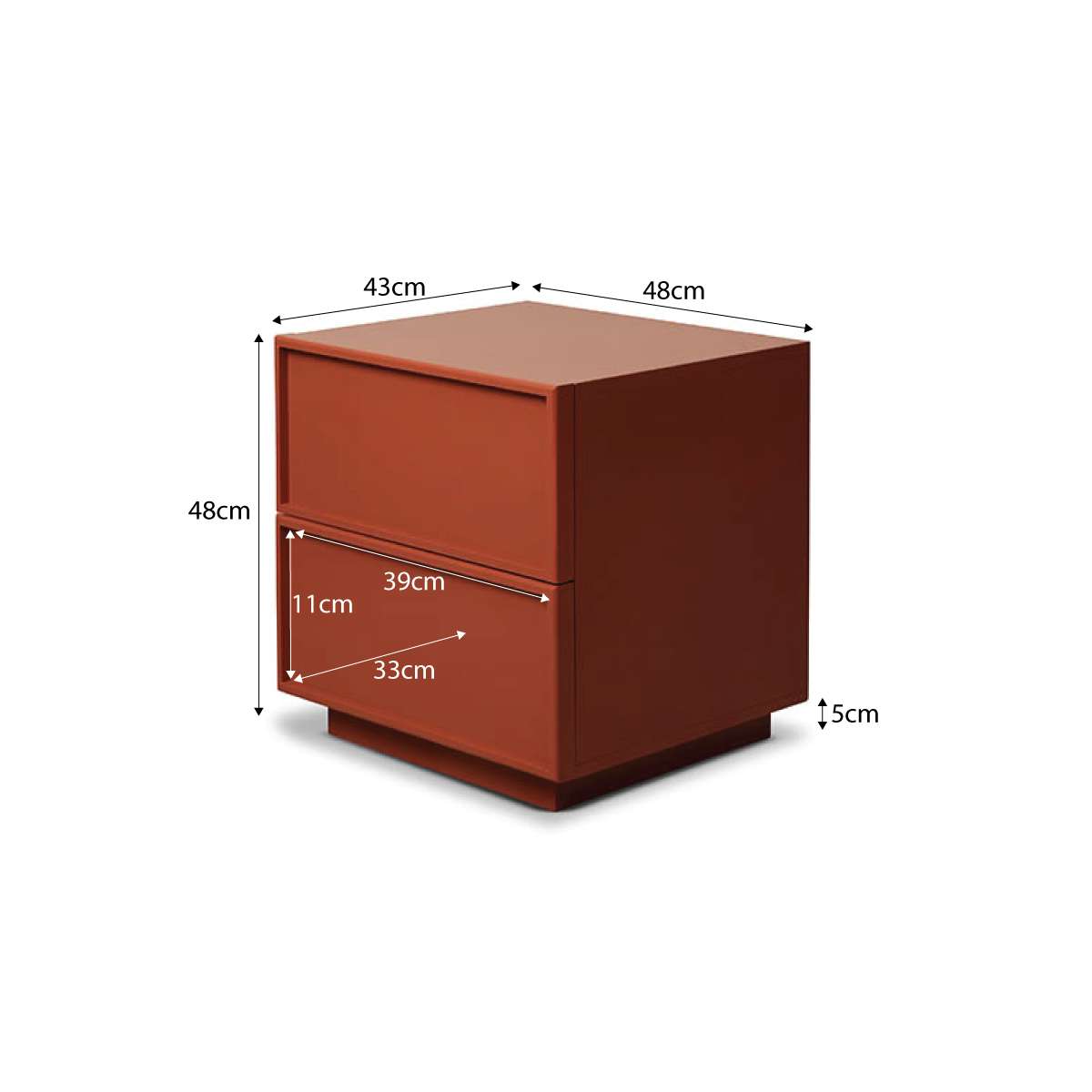 Osaka Bedside Table - Brick