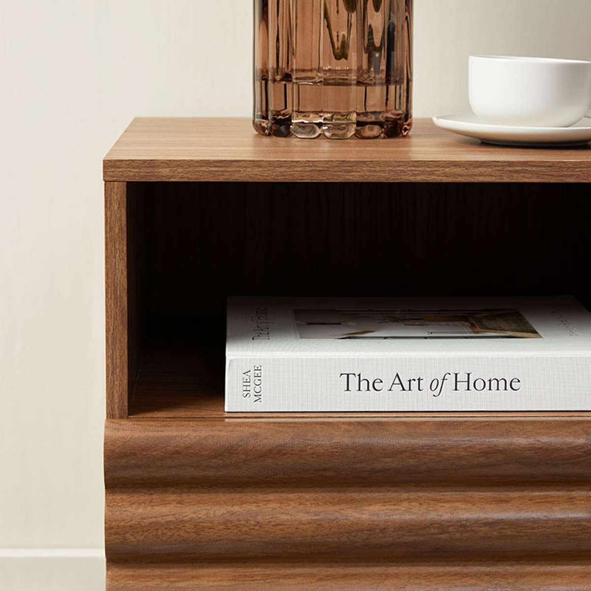 Theodore Ribbed Bedside Table - Walnut