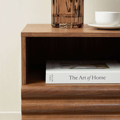 Theodore Ribbed Bedside Table - Walnut