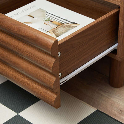 Theodore Ribbed Bedside Table - Walnut