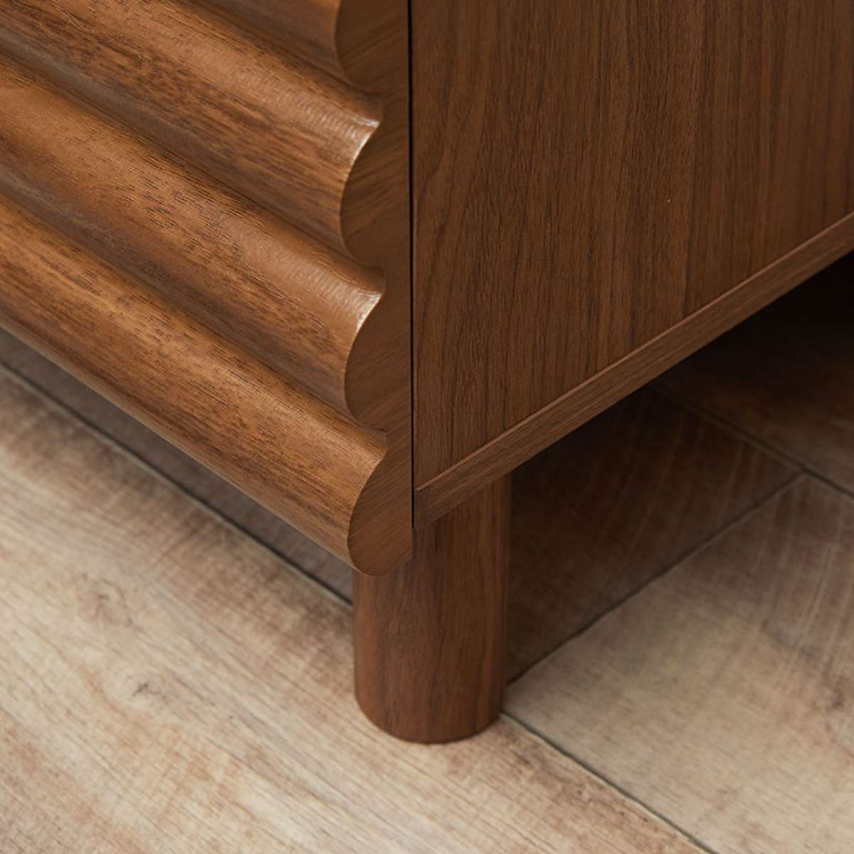 Theodore Ribbed Bedside Table - Walnut