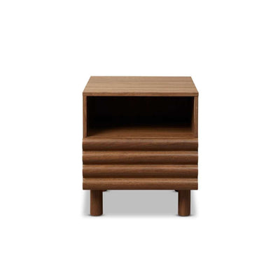 Theodore Ribbed Bedside Table - Walnut