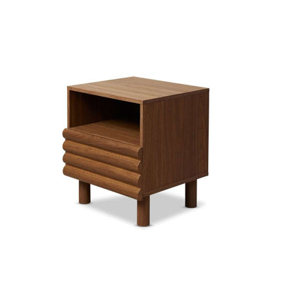 Theodore Ribbed Bedside Table - Walnut