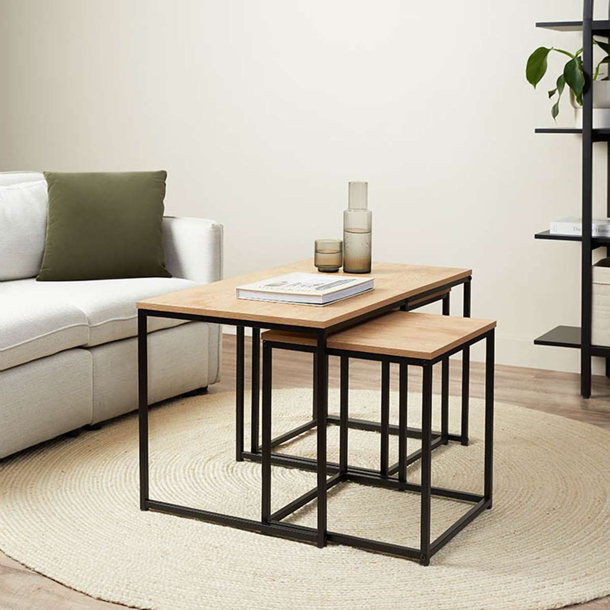 Reese Coffee and Side Table Set - Natural/Black