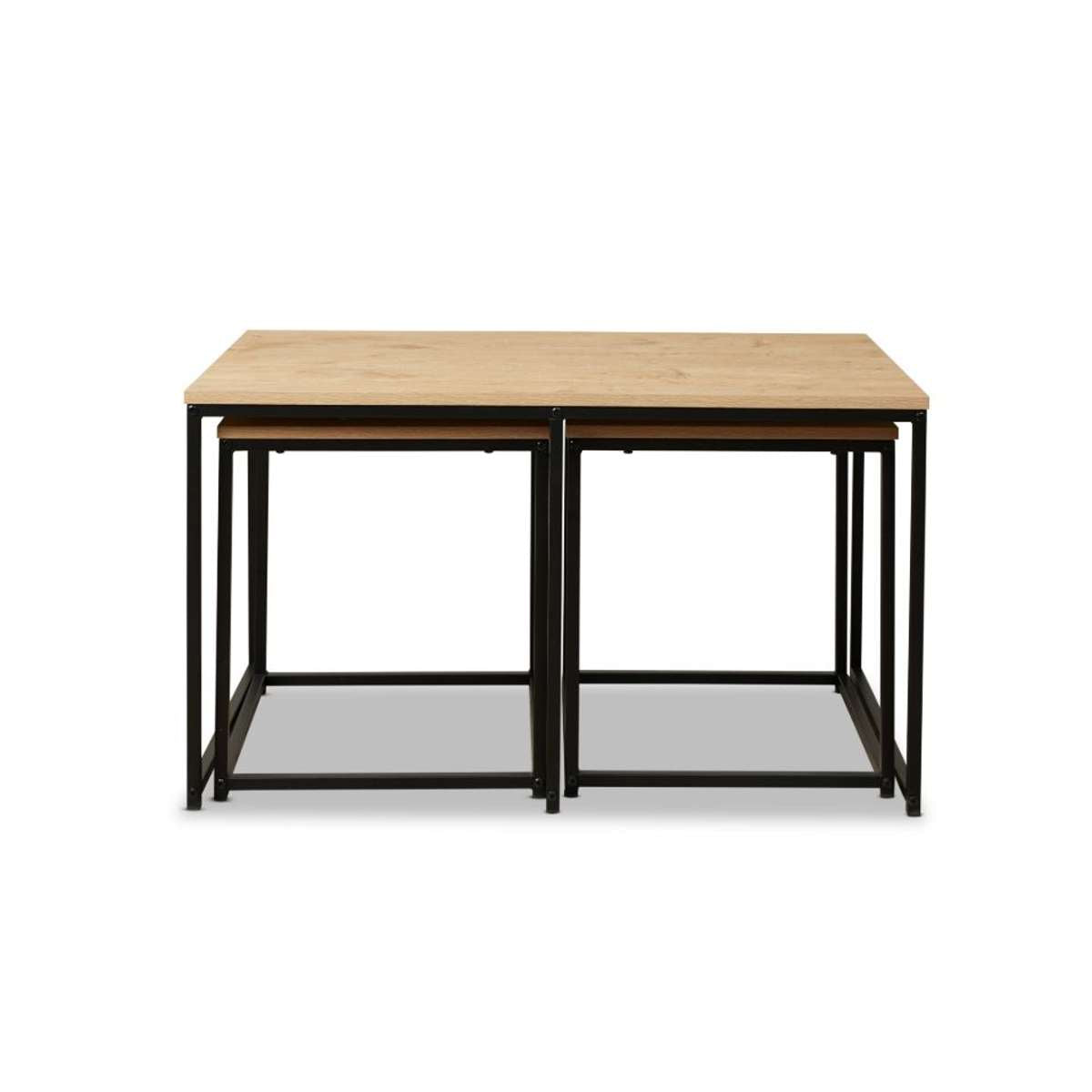Reese Coffee and Side Table Set - Natural/Black