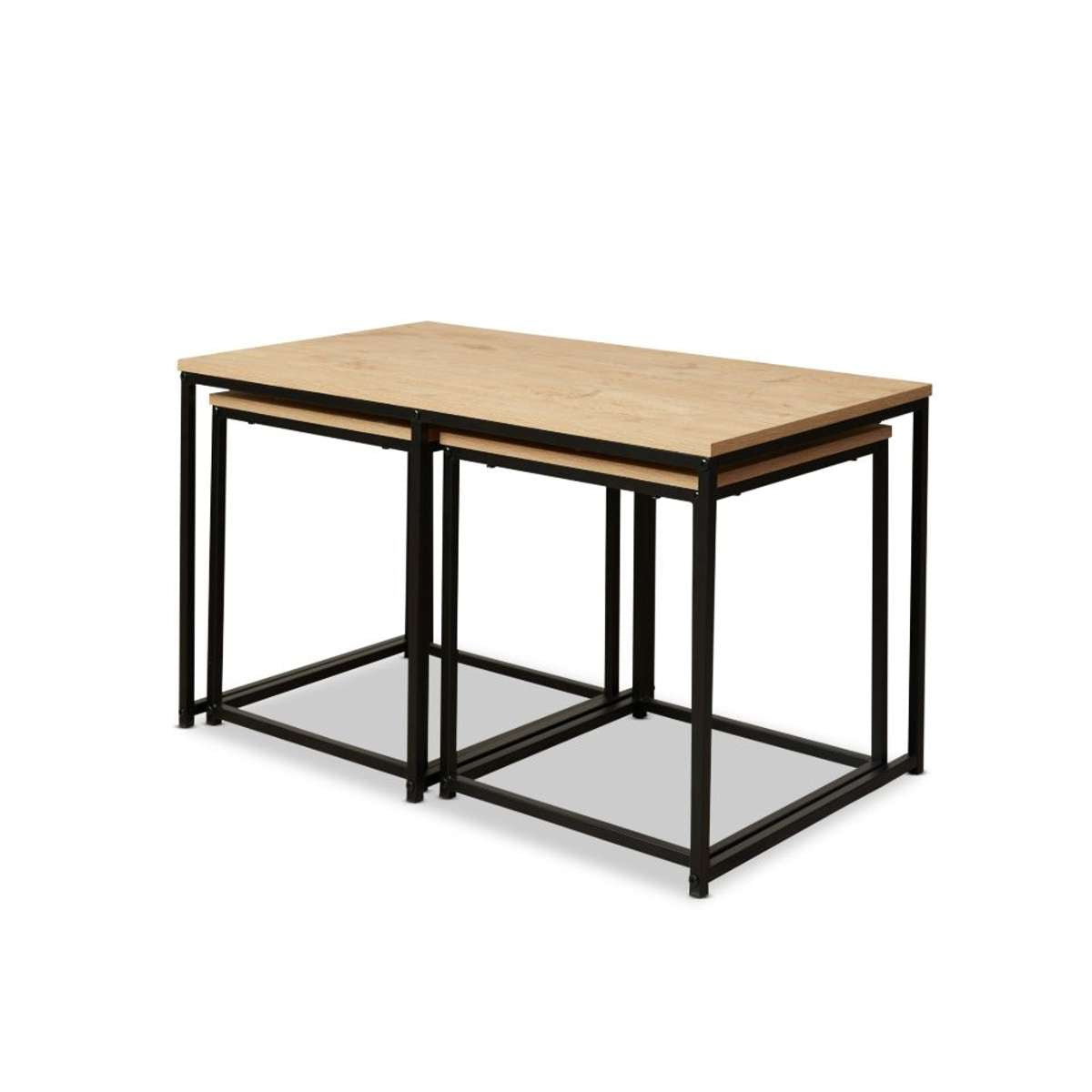 Reese Coffee and Side Table Set - Natural/Black