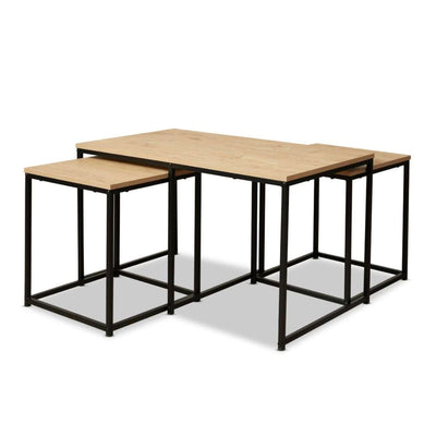 Reese Coffee and Side Table Set - Natural/Black