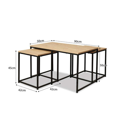 Reese Coffee and Side Table Set - Natural/Black