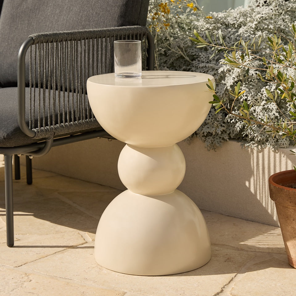 Emilio Outdoor Side Table - Beige Gloss