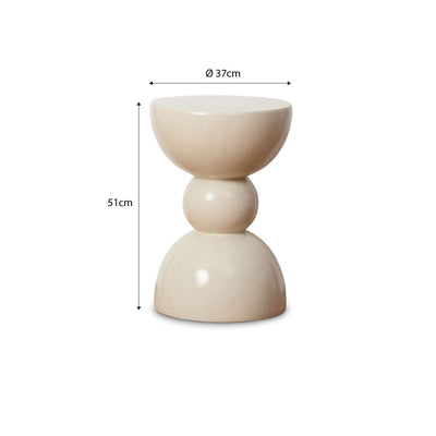 Emilio Outdoor Side Table - Beige Gloss Set of Two Bundle