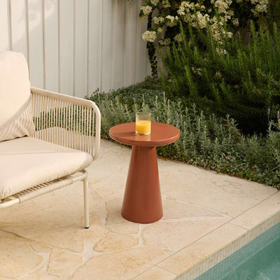 Leandro Outdoor Side Table - Clay Gloss Set of Two Bundle