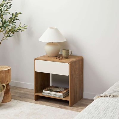 Owen Bedside Table - Pecan/Beige