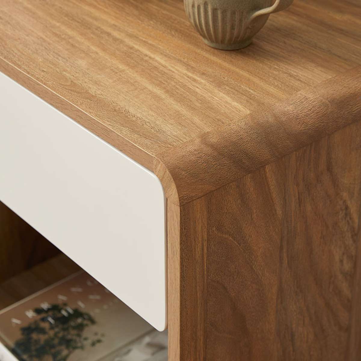 Owen Bedside Table - Pecan/Beige