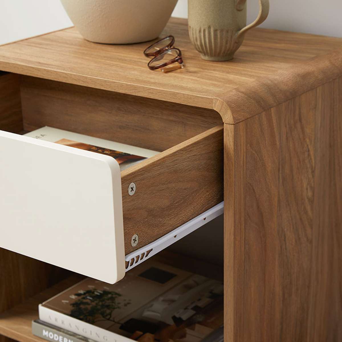 Owen Bedside Table - Pecan/Beige