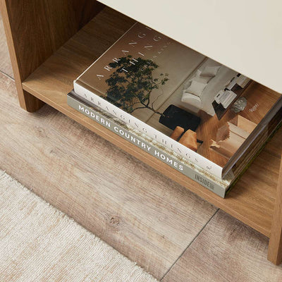 Owen Bedside Table - Pecan/Beige