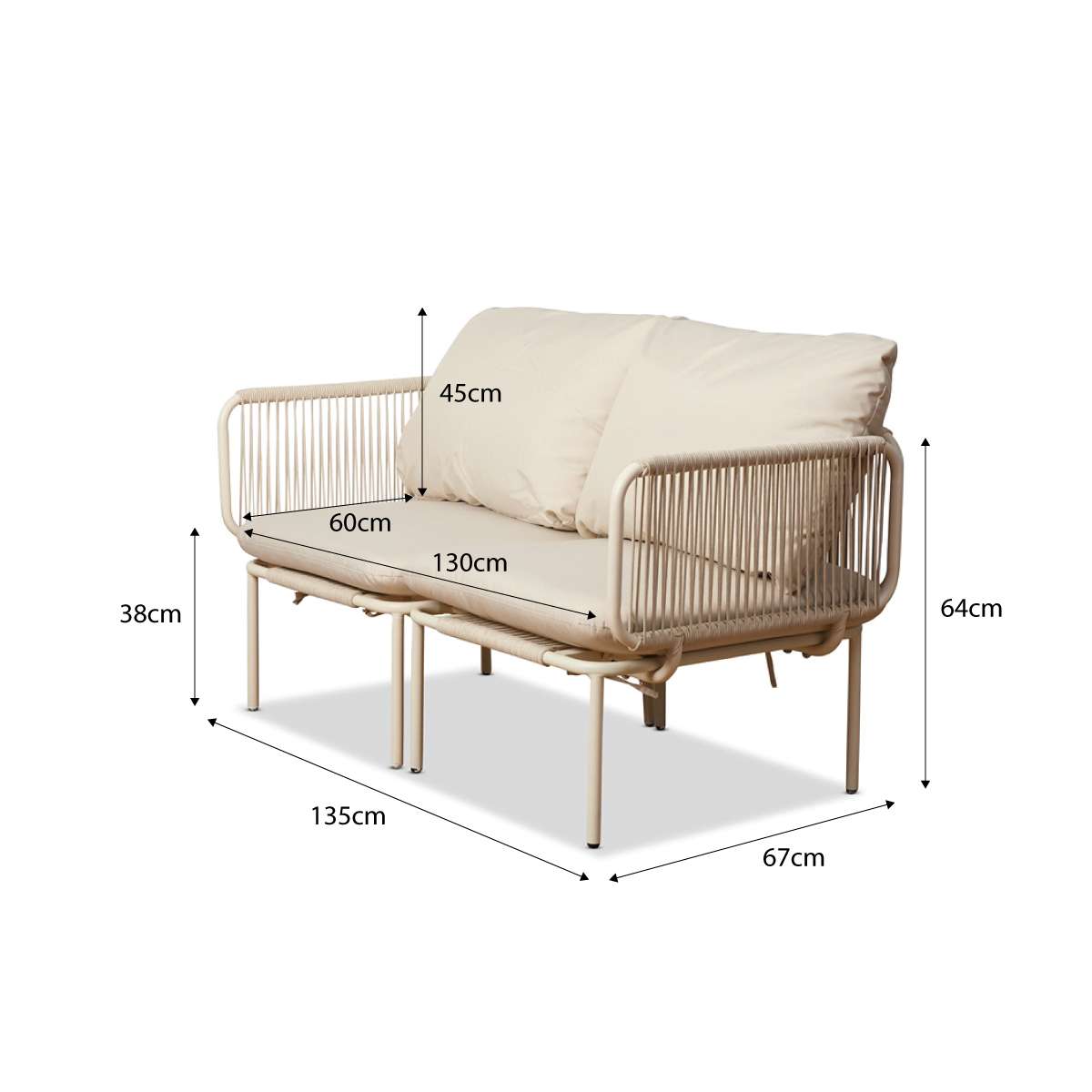 Sorrento Outdoor Armchair and Two Seater Two Piece Set - Beige