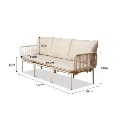 Sorrento Outdoor Armchair and Three Seater Three Piece Set  - Beige