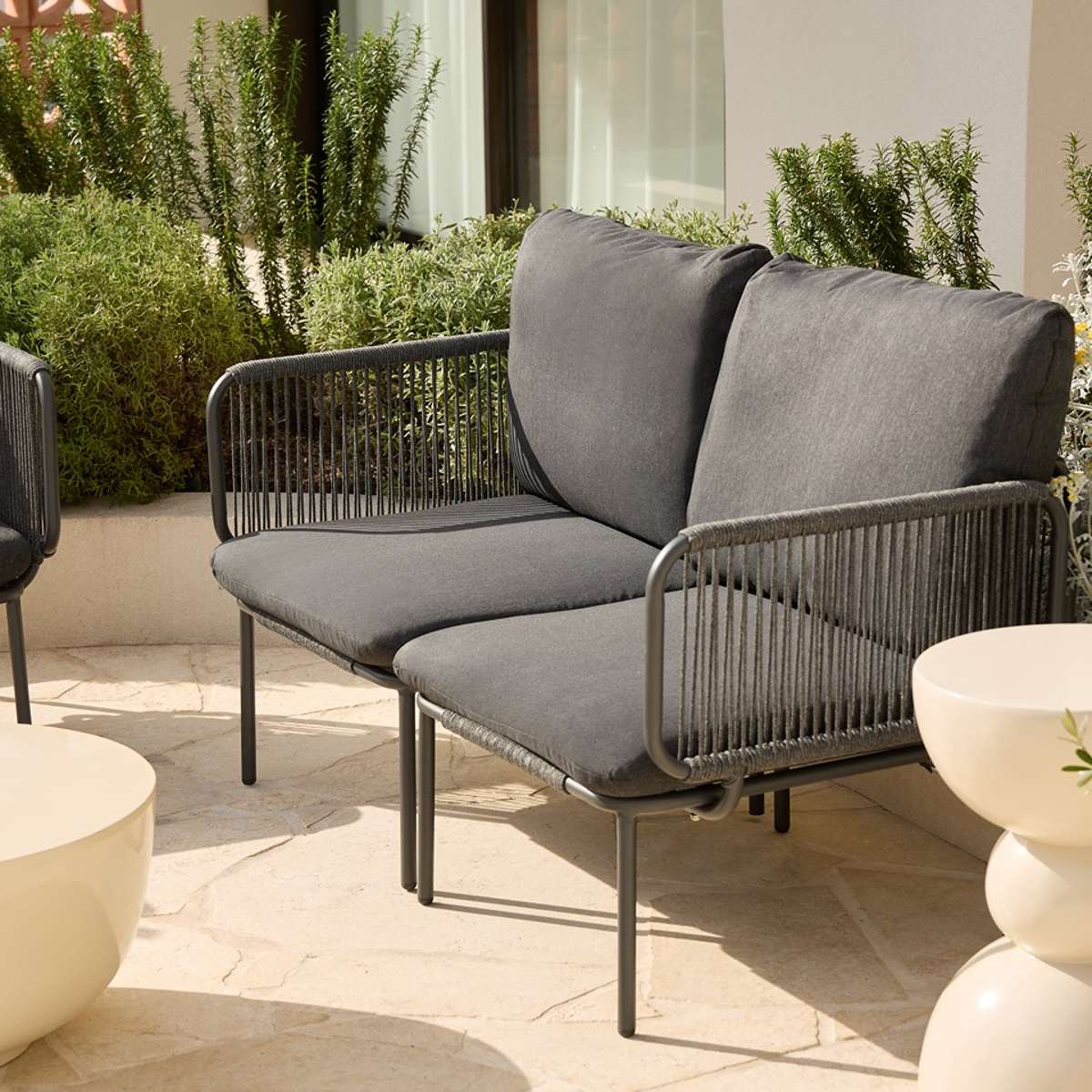 Sorrento Outdoor Three and Two Seater Two Piece Set - Charcoal