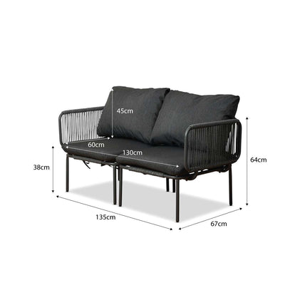 Sorrento Outdoor Three and Two Seater Two Piece Set - Charcoal