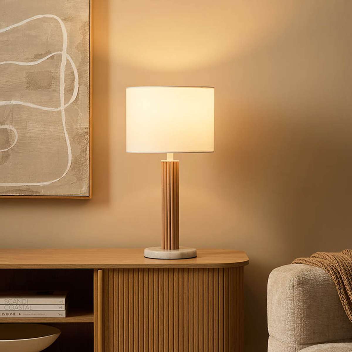 Eve White Marble Two Piece Lamp Set