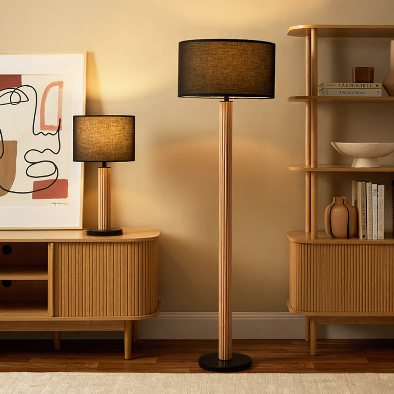 Eve Black Marble Two Piece Lamp Set