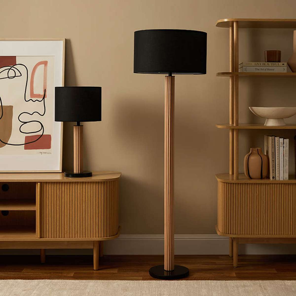 Eve Black Marble Base Floor Lamp