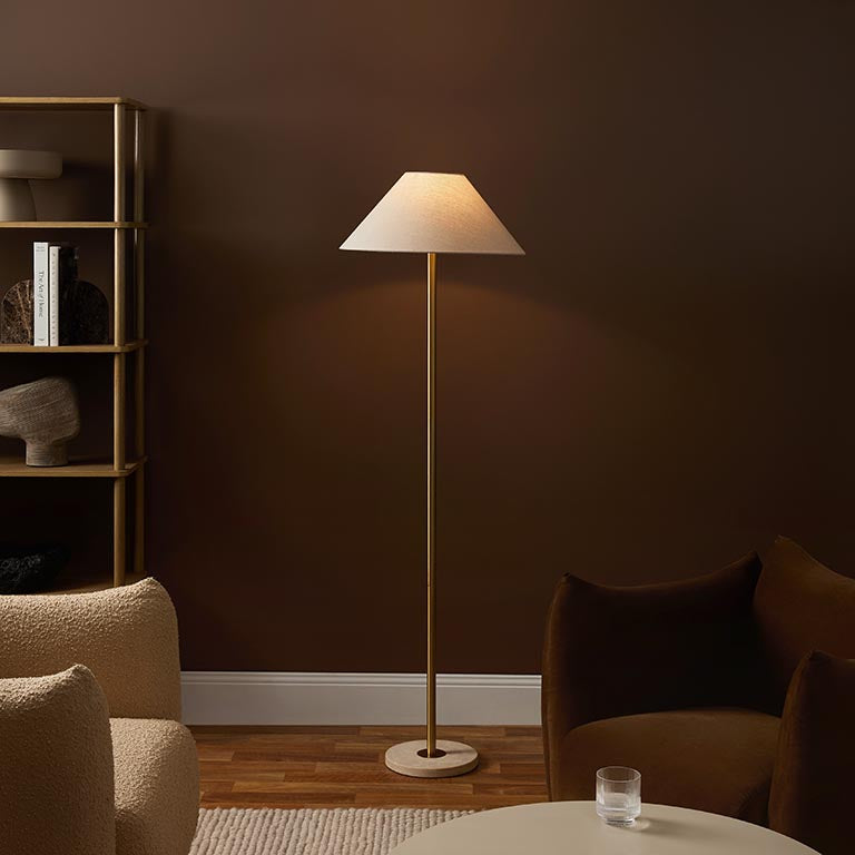 Phoebe Travertine Base Floor Lamp