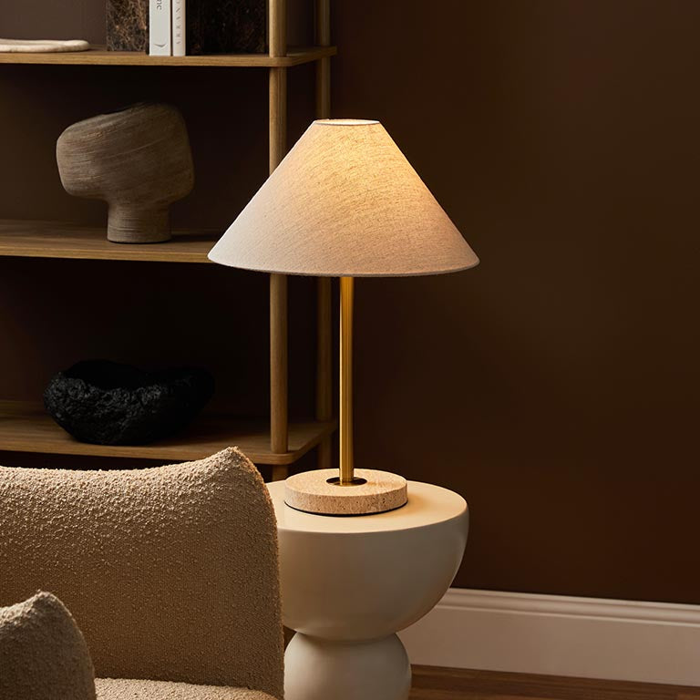Phoebe Travertine Base Table Lamp