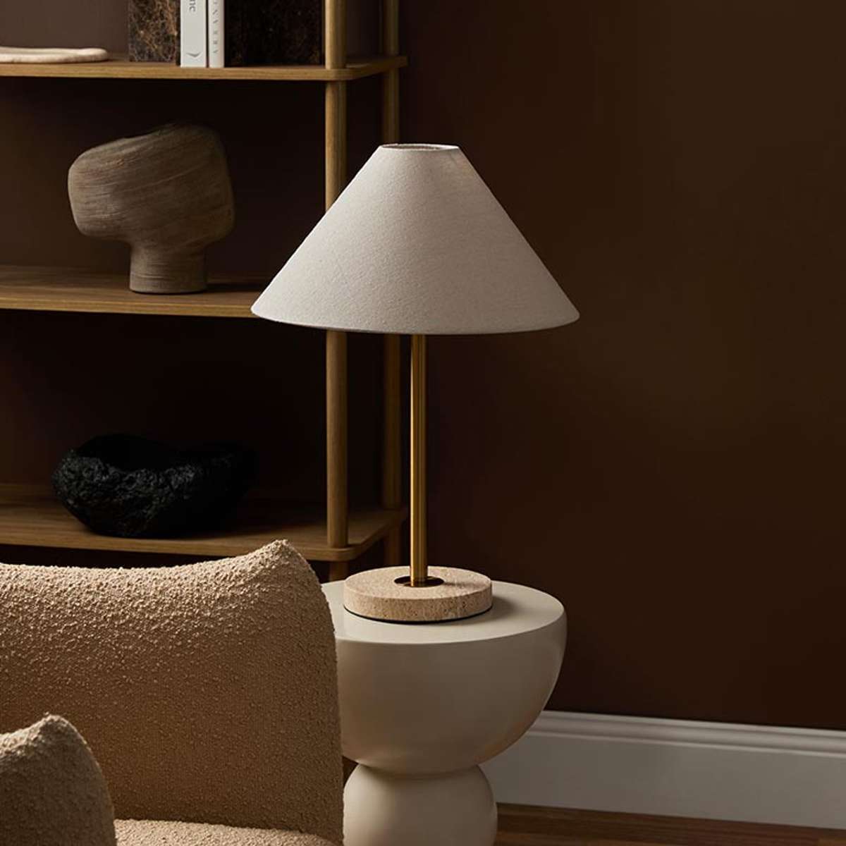 Phoebe Travertine Base Table Lamp