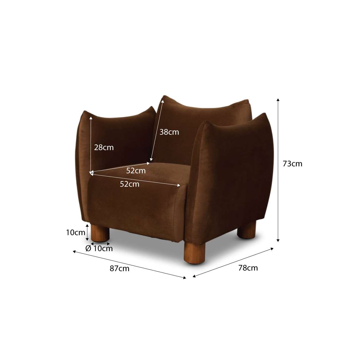 Monte Velvet Occasional Chair - Chocolate