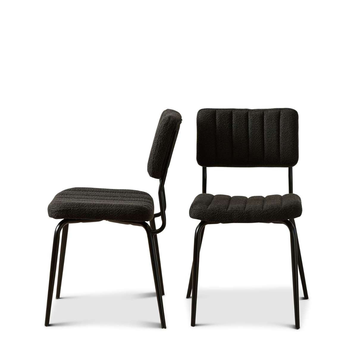 Louie Dining Chair - Set of Two - Black Boucle