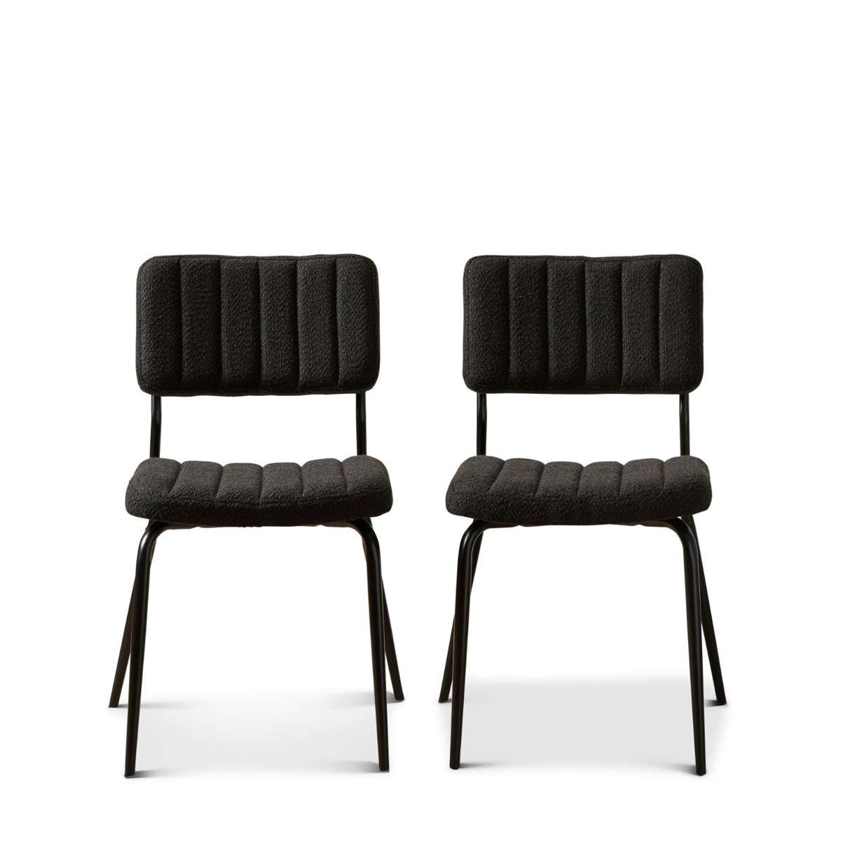 Louie Dining Chair - Set of Two - Black Boucle