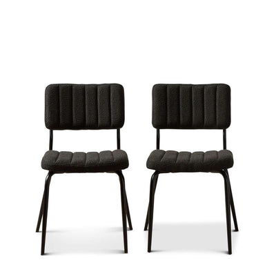 Louie Dining Chair - Set of Two - Black Boucle