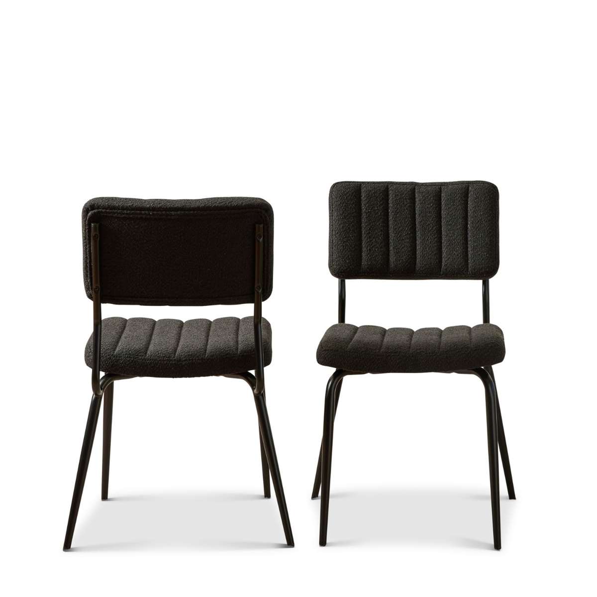 Louie Dining Chair - Set of Two - Black Boucle