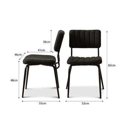 Louie Dining Chair - Set of Two - Black Boucle