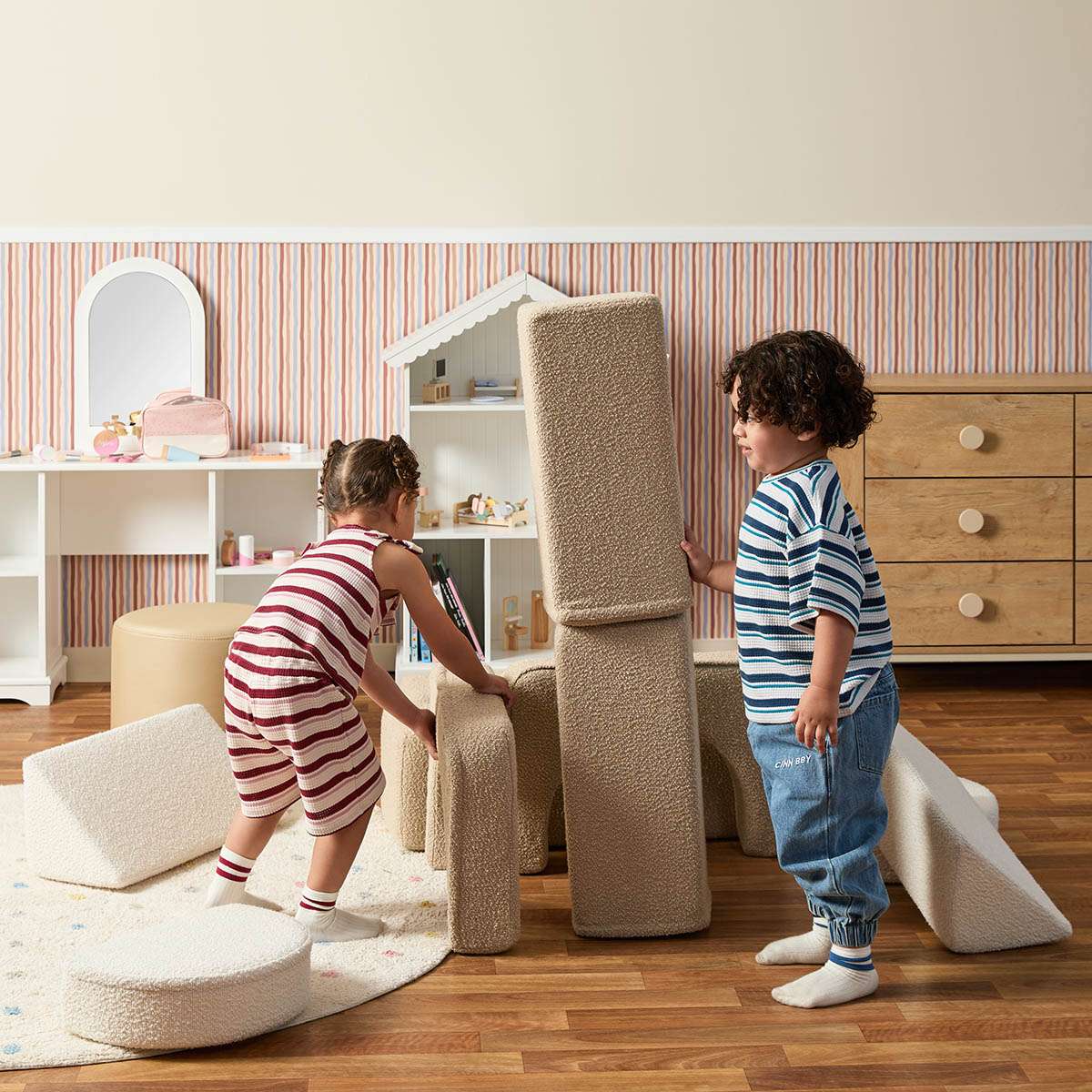 Modular Play Sofa - Cream/Beige Boucle