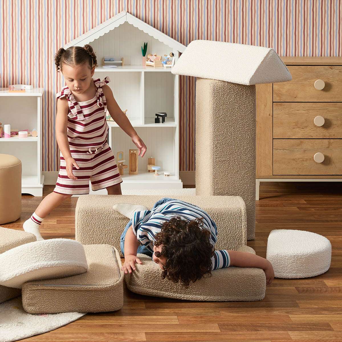 Modular Play Sofa - Cream/Beige Boucle