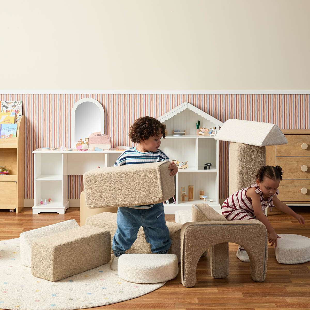 Modular Play Sofa - Cream/Beige Boucle