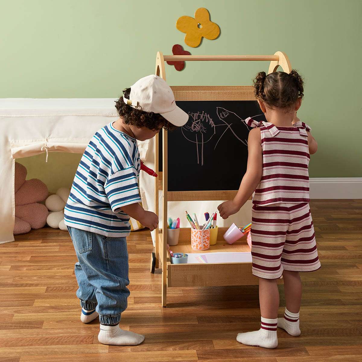 3 In 1 Black And White Board